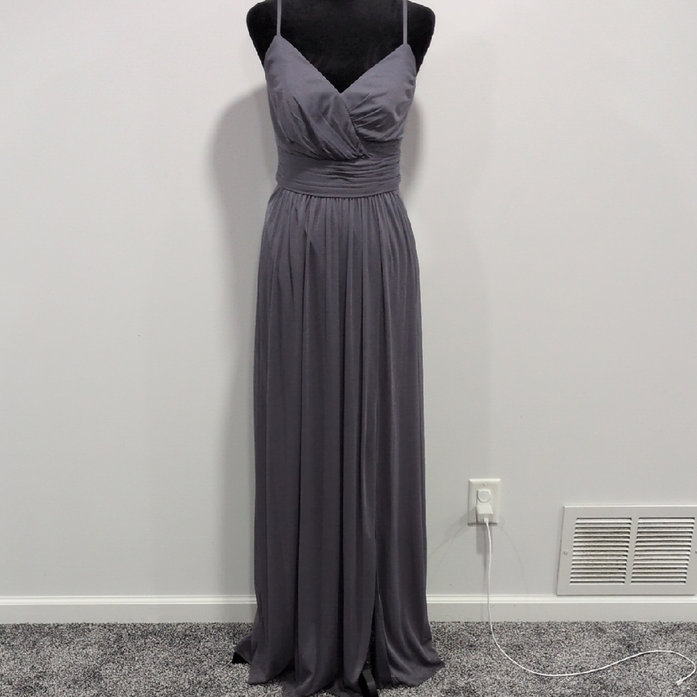 David's Bridal Pewter Long Dress